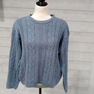 Vintage Weston Wear gray/blue cable knit long sleeve  sweater size large